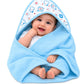 Baby Hooded Blanket Wrap, Blue Teddy Bear Print