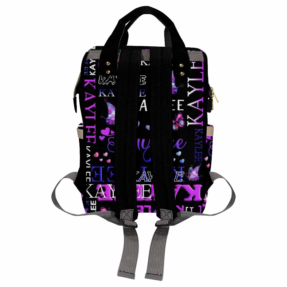 Artsadd Custom Name Diaper Bag Mommy Nappy Bags, Personalized Gradient Purple Love Handbags Large Capacity Multi-Function Nursin