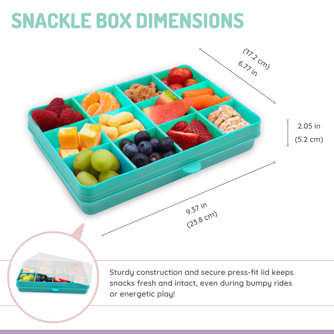 Melii Snackle Box - 12-Compartment Divided Snack Container, Bpa-Free Food Storage, Removable Dividers, Perfect For Kids Snacks,