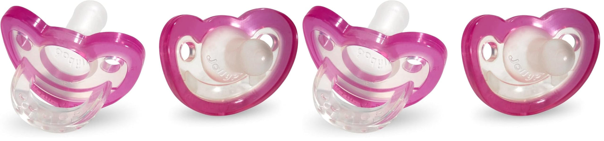 RaZbaby JollyPop Baby Pacifier Plus, 3m+, Pink, Double Pack (Pack of 2)