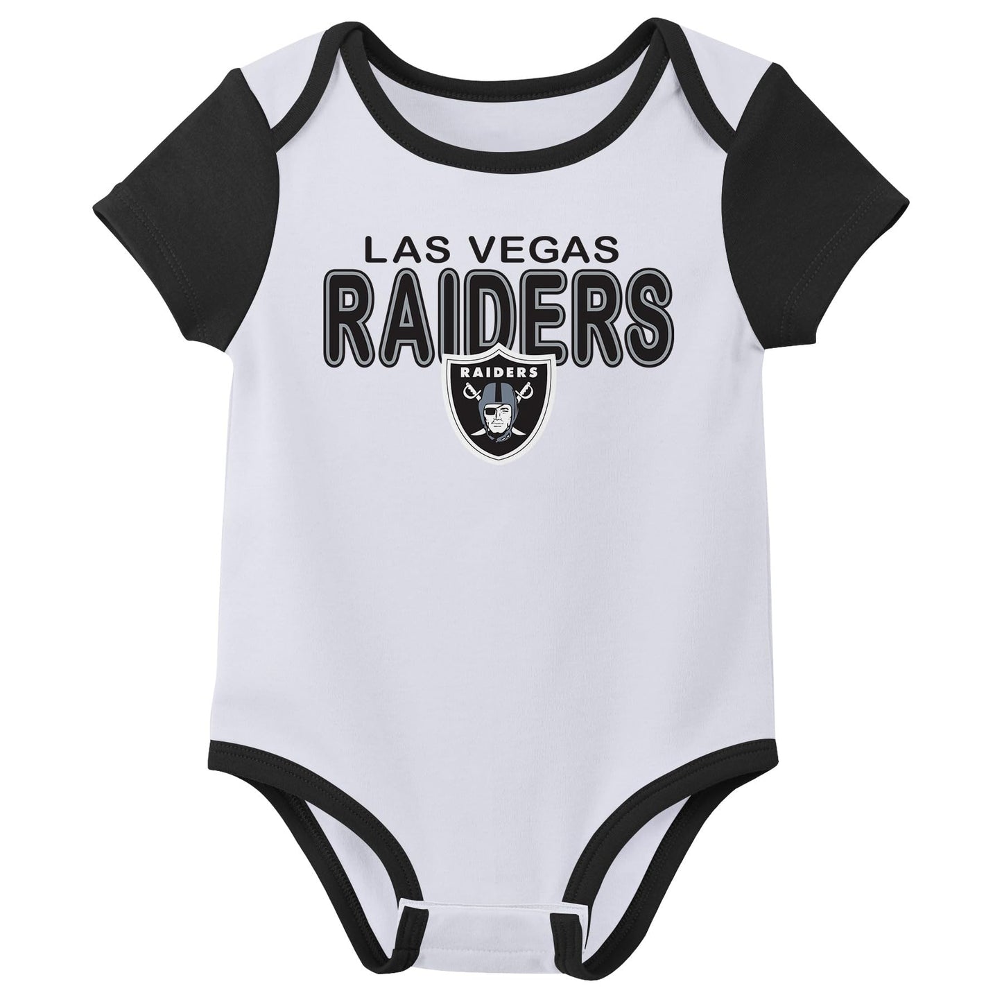 Outerstuff Nfl Newborn Baby And Infant Short Sleeve Bodysuit Variety 3-Pack - Las Vegas Raiders, 3-6M