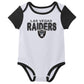 Outerstuff Nfl Newborn Baby And Infant Short Sleeve Bodysuit Variety 3-Pack - Las Vegas Raiders, 12M