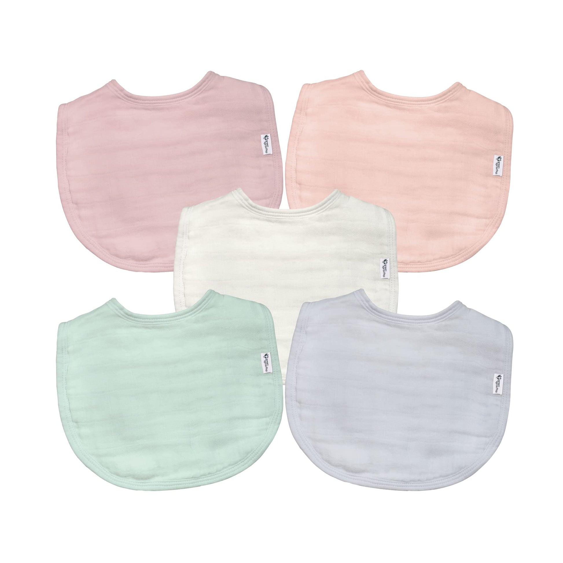 Green Sprouts Absorbent Organic Cotton Muslin Bibs, 0-12Mo Hypoallergenic, Standard 100 By Oeko-Tex Certified, Tested For Hormon