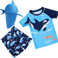 Baby Toddler Boys Two Pieces Swimsuit Set Swimwear Dinosaur Bathing Suit Rash Guards With Hat Upf 50+(Shark,18-24 Months)