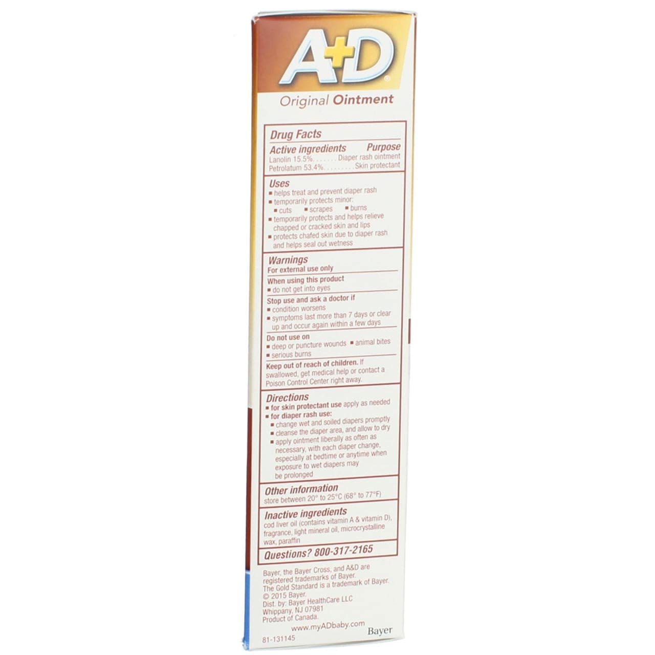 A&D Diaper Rash Ointment Skin Protectant Original - 4 Oz, Pack Of 5
