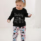Baby Girls 3Pcs Outfit Set Letters Daddy Is My Hero T-Shirt Tops Geometric Pants With Headband (3-6 Months)