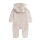 Baby Boy'S Fleece Snowsuits 0-12 Months Toddlers Cute Bear Cartoon Jumpsuits Winter Hooded Rompers With Zipper Closure Beige 3-6