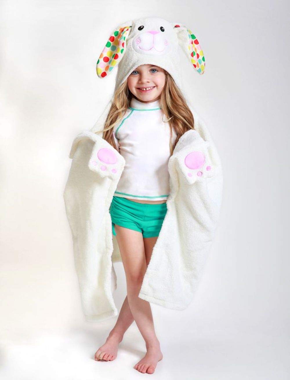 Zoocchini Kids Plush Terry Hooded Bath Towel (Bella The Bunny)