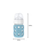 Lifefactory 8-Ounce Wide Neck Glass Baby Bottle With Protective Silicone Sleeve And Stage 2 Nipple, Denim (Lg2211Wde4)
