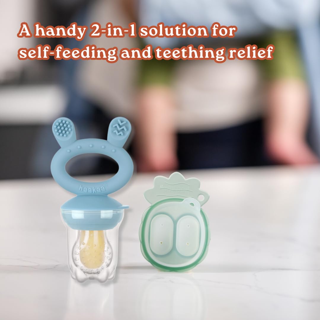 Haakaa Freeze-N-Feed Mini Combo - Baby Feeder - Silicone Nibble Tray - Breastmilk Popsicle Mold - Ideal For Self-Feeding & Teeth