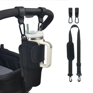 Uxietin Stroller Cup Holder Compatible With Stanley,Stroller Cup Holder With Adjustable Strap And Pouch Taking Everywhere,Access