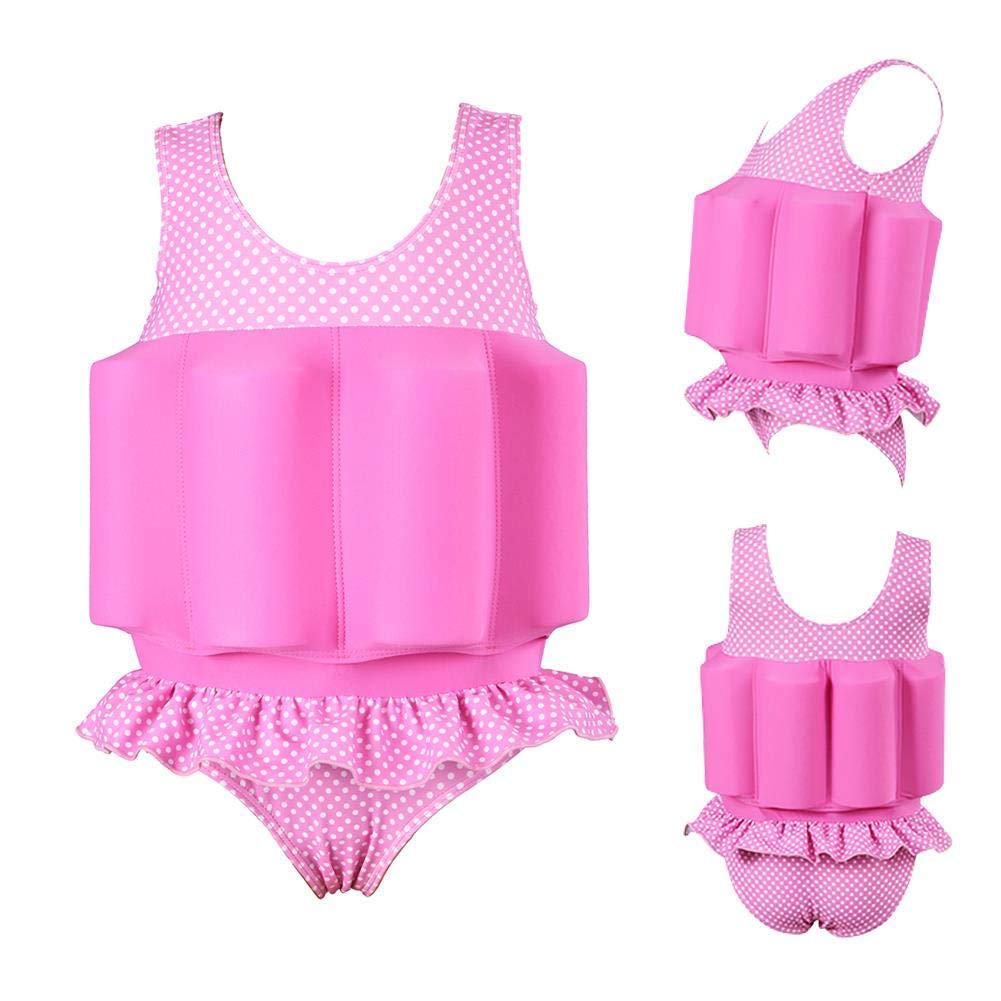 Kids Baby Girls Polka Dot Floatation Swimsuit With Adjustable Buoyancy Bathing Swimwear Toddler One Piece Swimming Suit Summer S