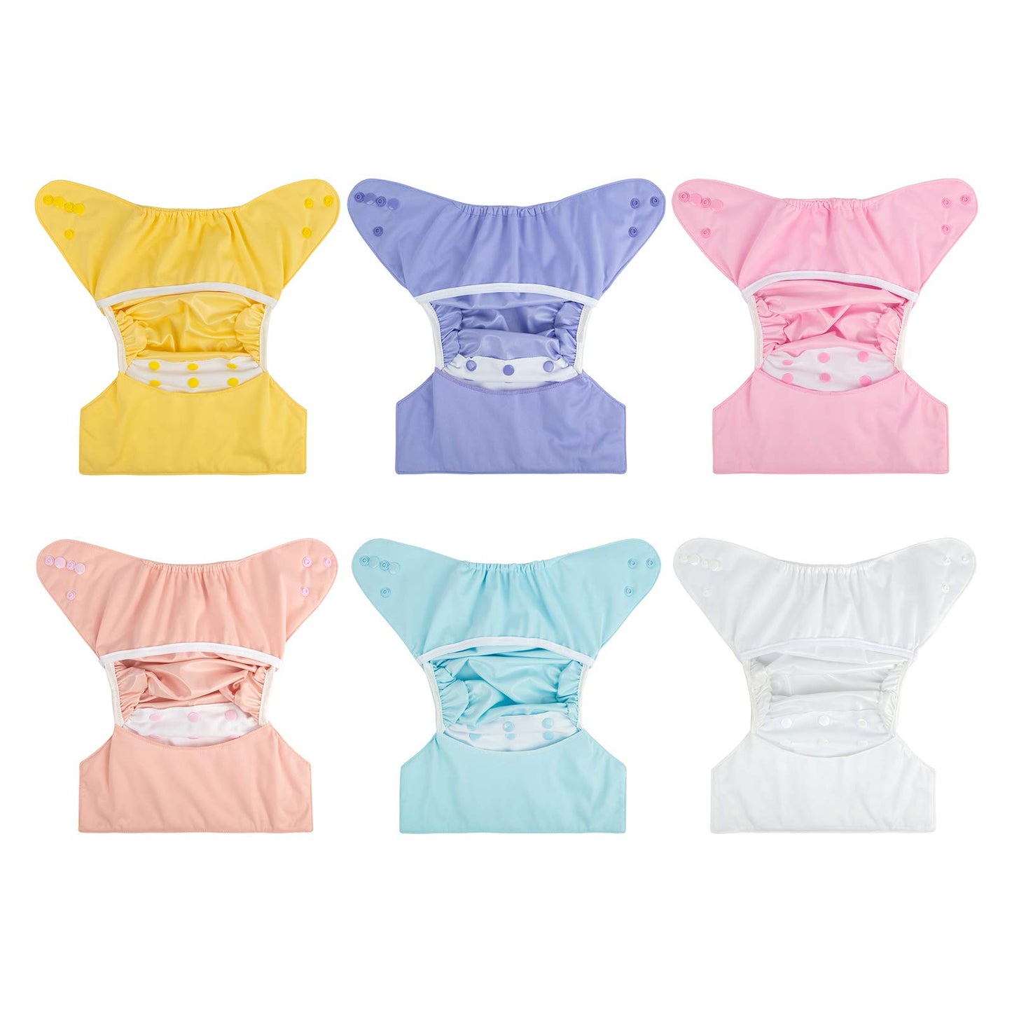 babygoal Cloth Diaper Covers 6 Pack with Wet Bag for Fitted Diapers and Prefolds with Double Gussets, Adjustable and Reusable fo