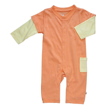 Babysoy Long Sleeve Baseball Style One Piece Coverall (Cantaloupe, 12-18 Months)