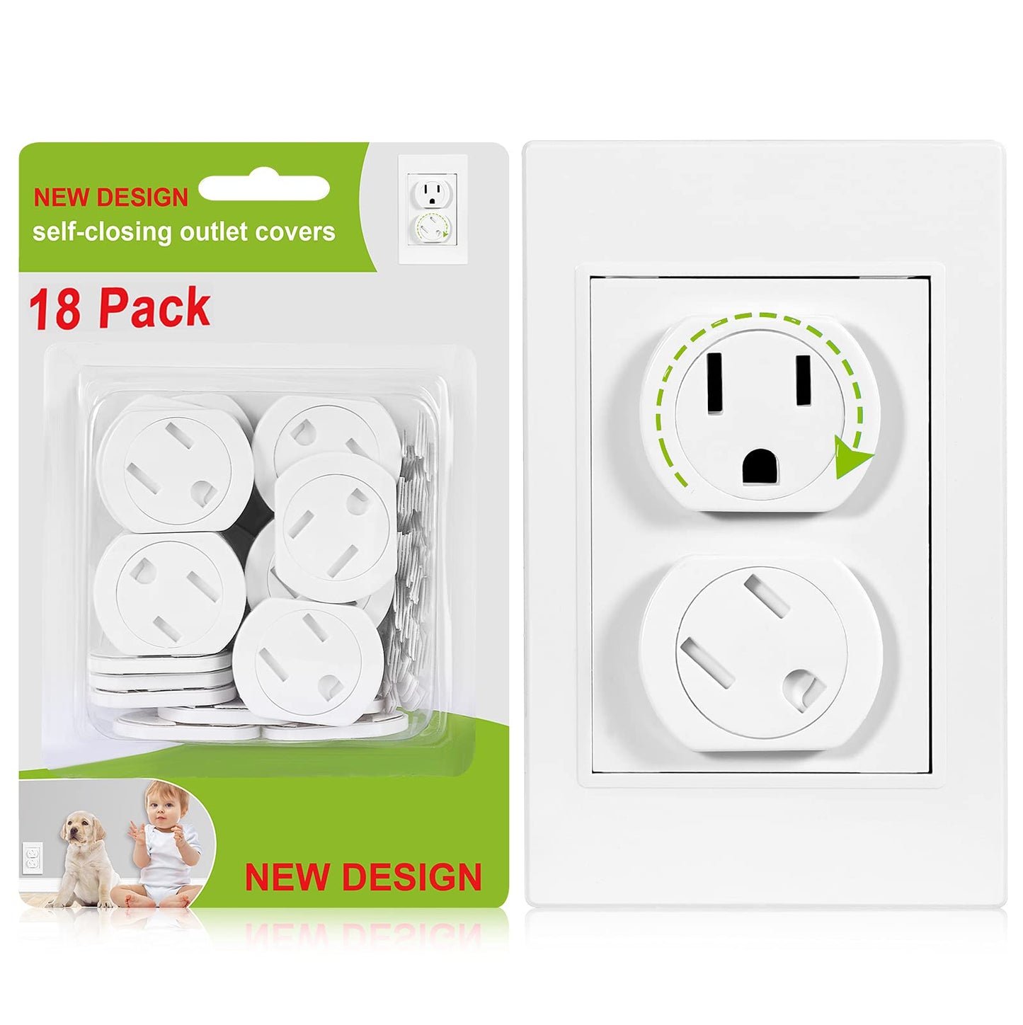 Outlet Covers (18 Pack) Outlet Plug Covers Self-Closing Design Swivel Child Proof Outlet Covers Durable Abs Plastic 3-Prong Elec