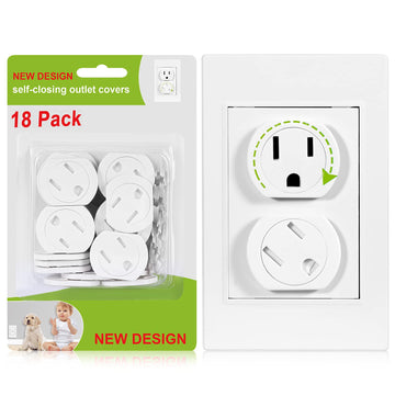 Outlet Covers (18 Pack) Outlet Plug Covers Self-Closing Design Swivel Child Proof Outlet Covers Durable Abs Plastic 3-Prong Elec