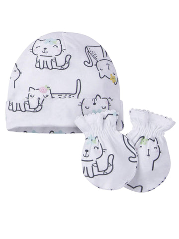 Onesies Brand Unisex Baby 12-Piece Cap And Mitten Set, Cats, Newborn