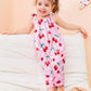 Lindanina 4T Girls Summer Clothes Toddler Red Cherry Romper Jumpsuits Kids Outfits 5T Cute Adjustable Tie-Up Strap One Piece Sle