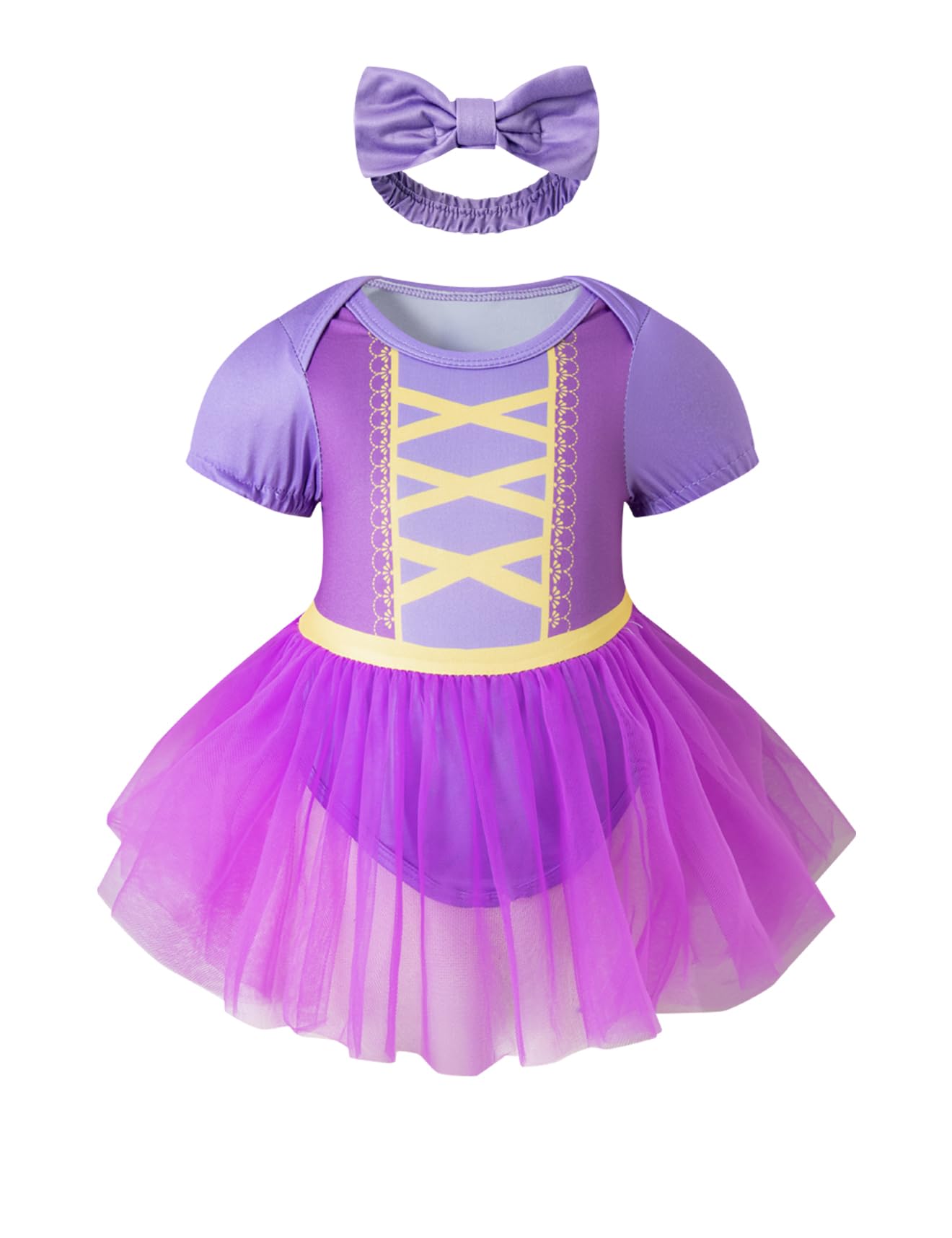 Bakjuno Baby Girls Princess Costumes Tutu Dress Birthday Party Halloween Cosplay Christmas Dress Up With Headband (9-12 Months)