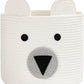 DOLCE CASA Kids Lid Basket  White Pandda  Rope Storage Basket For Baby Diaper, Stuffed Animal Storage Bin, Baby Laundry Basket