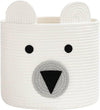 DOLCE CASA Kids Lid Basket  White Pandda  Rope Storage Basket For Baby Diaper, Stuffed Animal Storage Bin, Baby Laundry Basket