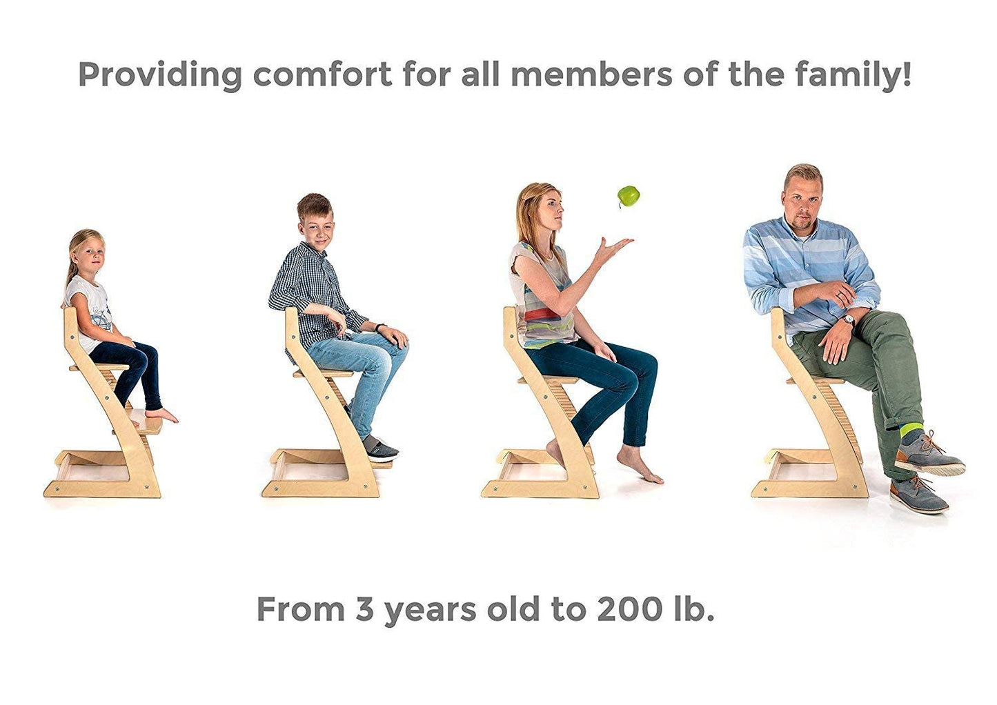 FORNEL Adjustable Wooden High Chair for Babies, Toddlers & Kids | The Grow-with-Me Chair from 6 Months to 200 lbs | Modern, Easy
