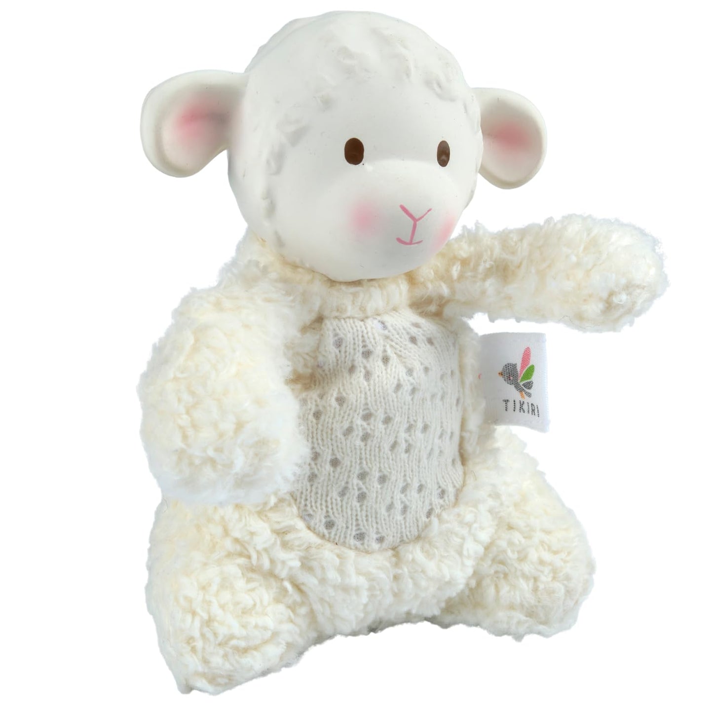 Bahbah The Lamb Baby Soft Toy with Organic Rubber Teether Head - 5.9 inch Infant Comfort Plush with Gentle Rattle | Eco-Friendly