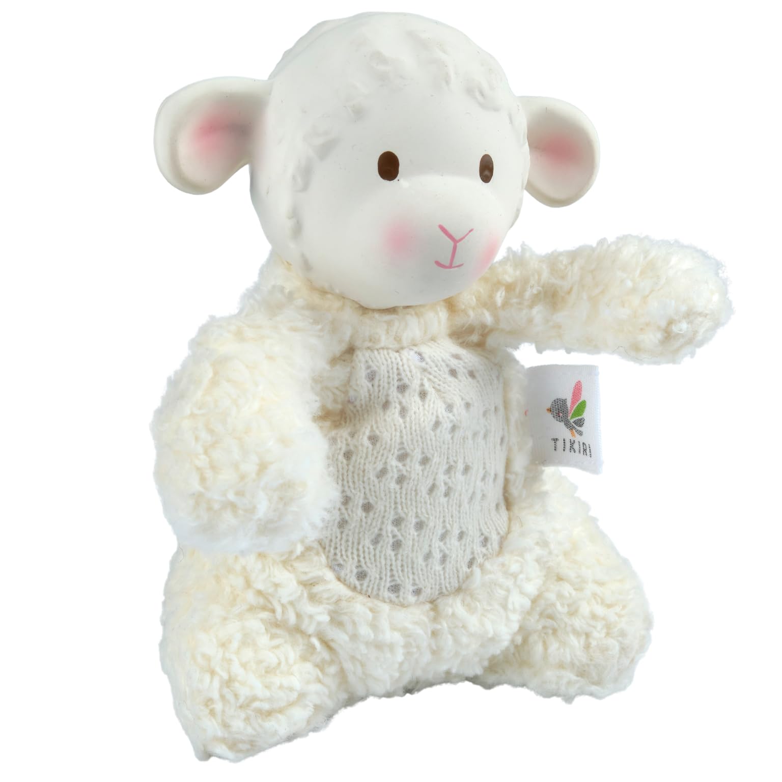 Bahbah The Lamb Baby Soft Toy with Organic Rubber Teether Head - 5.9 inch Infant Comfort Plush with Gentle Rattle | Eco-Friendly