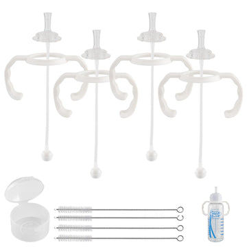 Straw Cup Conversion Kit For Dr Browns Narrow And Narrow Glass Baby Bottles, Spill-Proof Transition Kit With Silicone Straw Nipp