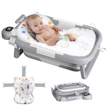 Reeple Collapsible Baby Bath Tub For Newborn To Toddler With Floating Cushion For Bath Support, Portable Baby Bath Tub With Real