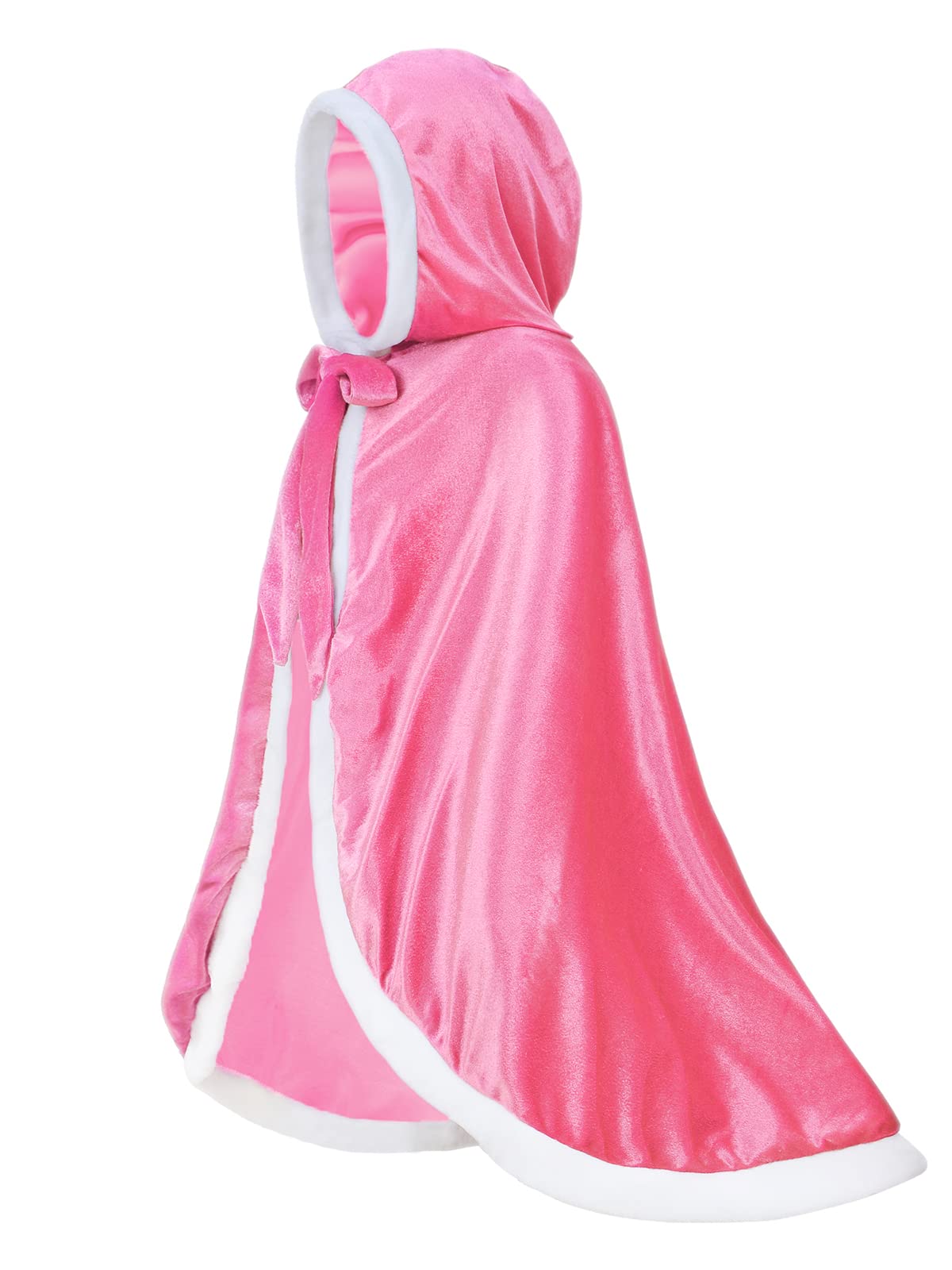 Century Star Girl Fur Princess Cape With Hood Girls Cloak For Little Girls Christmas Pink 5-7 Years