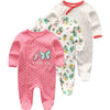 Newborn Baby Boy Girl Cotton Bodysuit Long Sleeve Jumpsuit 3-Pack Outfits Clothes
