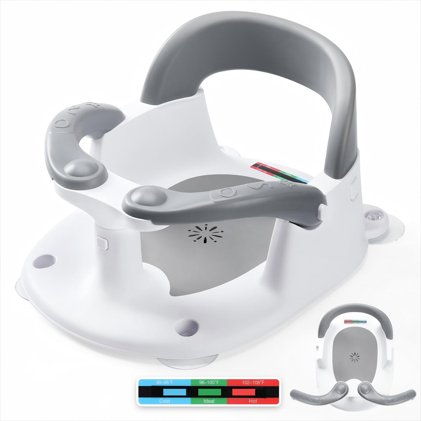 NFSVLB Baby Bath Seat for Babies 6 Months & Up Sitting Up with Temperature Alert+Soft Cushion+Suction Cup,Infant Bath Seat for B