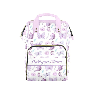 Noverbibi Custom Diaper Bag for Baby Girl Customized Butterfly Purple Baby Bag Personalized Nursing Bags with Name Custom Name M