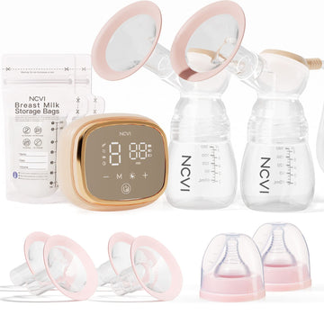 Ncvi Double Electric Breast Pump 8102, Upgraded 4400Mah Battery With Night Light, Portable Breast Pump For Breastfeeding, 4 Mode