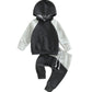 Baby Boy Clothes 3 6 9 12 18 24M 3T Pants Set Hooded Patchwork Hoodie Striped Sweatpants Fall Winter Outfit (Gray&Black, 12-18 M