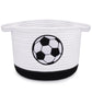 Soccer Woven Basket Small Cotton Rope Gift Basket Embroidered Football
