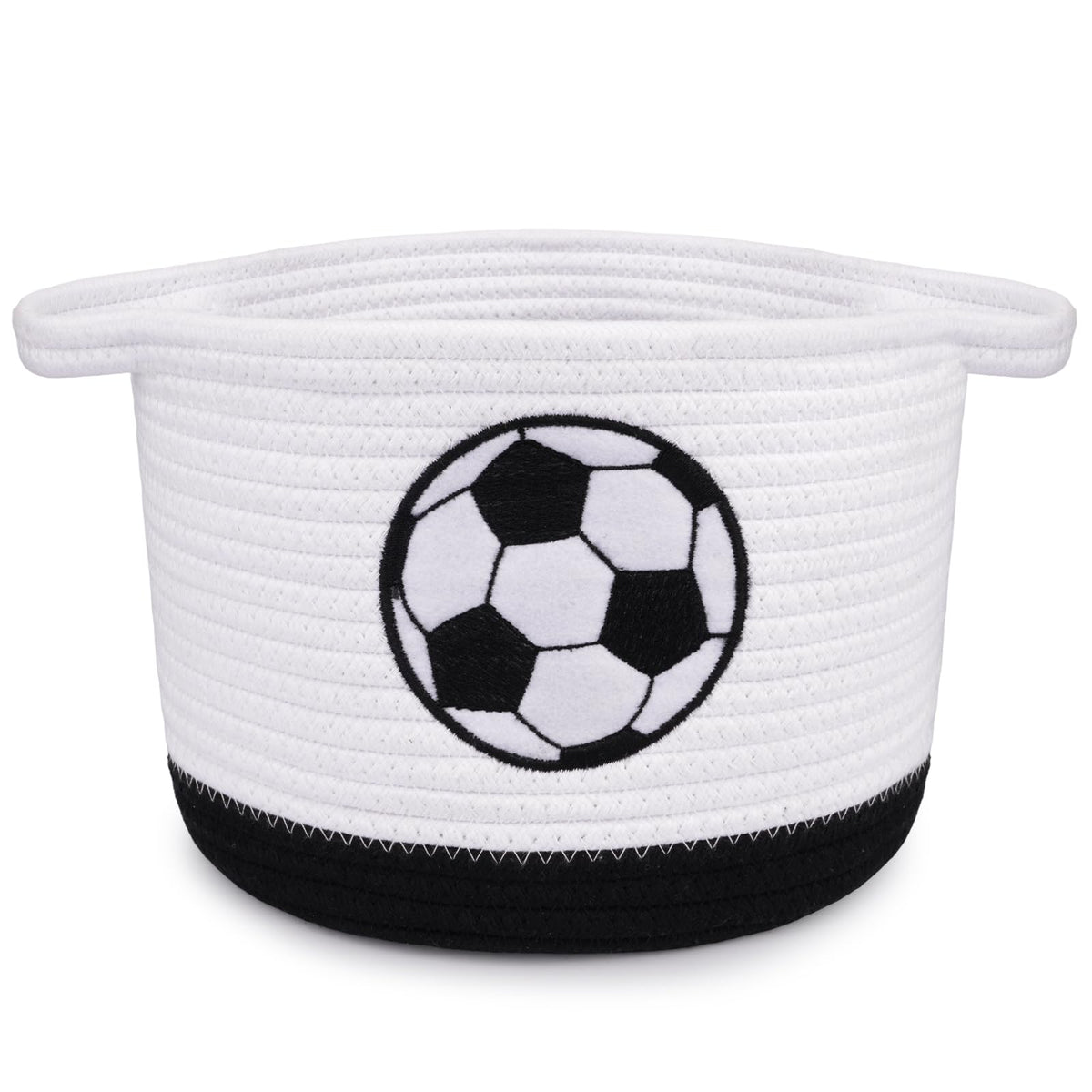 Soccer Woven Basket Small Cotton Rope Gift Basket Embroidered Football