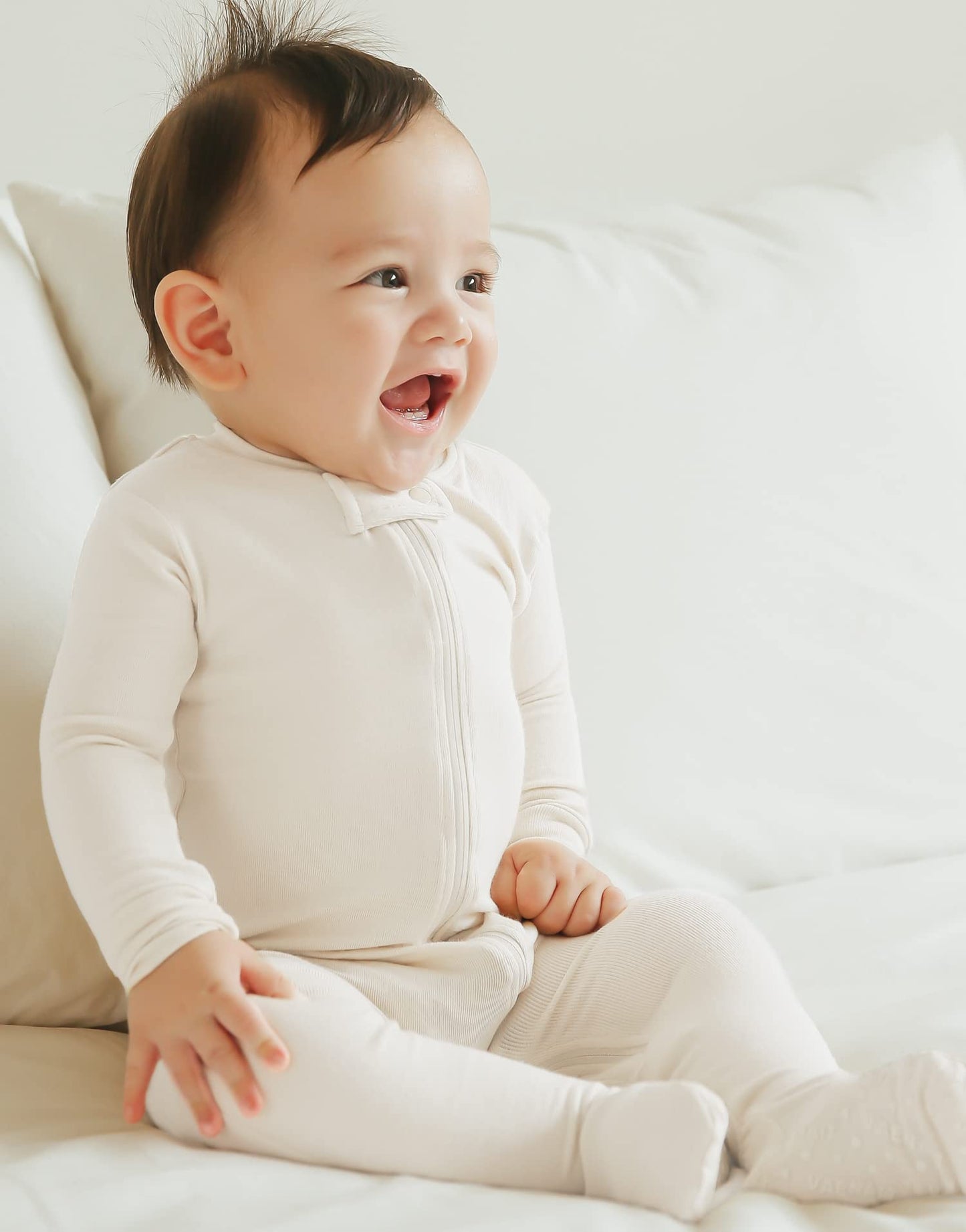 Vaenait Baby Toddler Boys Girls Solid Footie Pajama Cozy Modal Creamwhite 24M