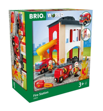 BRIO 33833 World Central Fire Station - Interactive Toy Set with Fire Truck and Accessories | Light and Sound Features | Compati