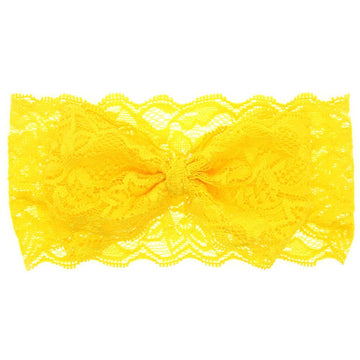 Koolgil Baby Girl'S Elegant Lace Bow Knot Headband Children'S Rhinestone Pearl Lace Headband For Birthday Party Photography (Yel