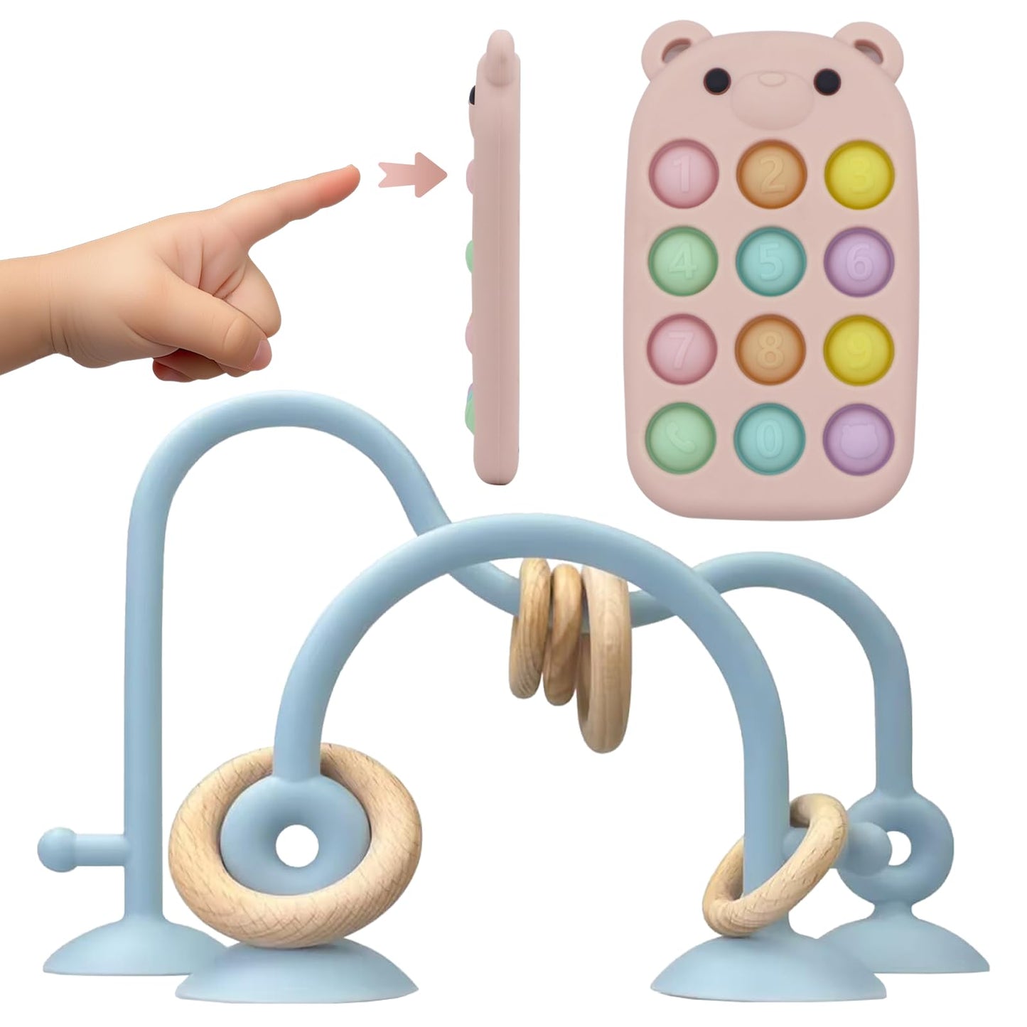 High Chair Suction Toys Baby Teething Chew - Baby Teething Toys Silicone Teethers, Baby Table Toys, Food Grade Silicon for 6 12 
