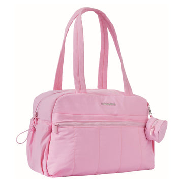 Gobabymart Large Diaper Bag Tote With Changing Pad, Maternity Baby Travel Nappy Bags With Wet Pocket, Hospital Bag (Pink)