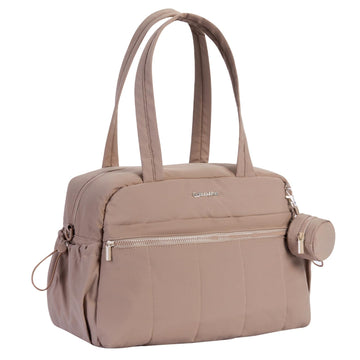 Gobabymart Large Diaper Bag Tote With Changing Pad, Maternity Baby Travel Nappy Bags With Wet Pocket, Hospital Bag (Brown)