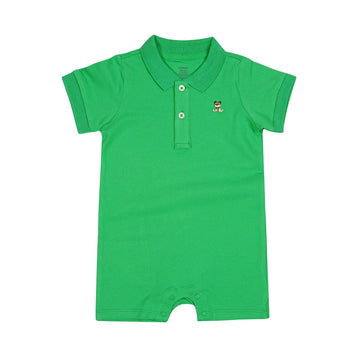 Suyeorli Baby Polo Romper Cotton Short Sleeve Embroidery Bear Jumpsuit 3-24 Months (18-24 Months, Green)