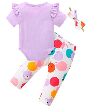 Fullfamous Baby Girl'S Clothes Outfits Gifts,Easter Bunny Spring Summer Clothing Set Easter Day Outfits 3-6 Months Purple