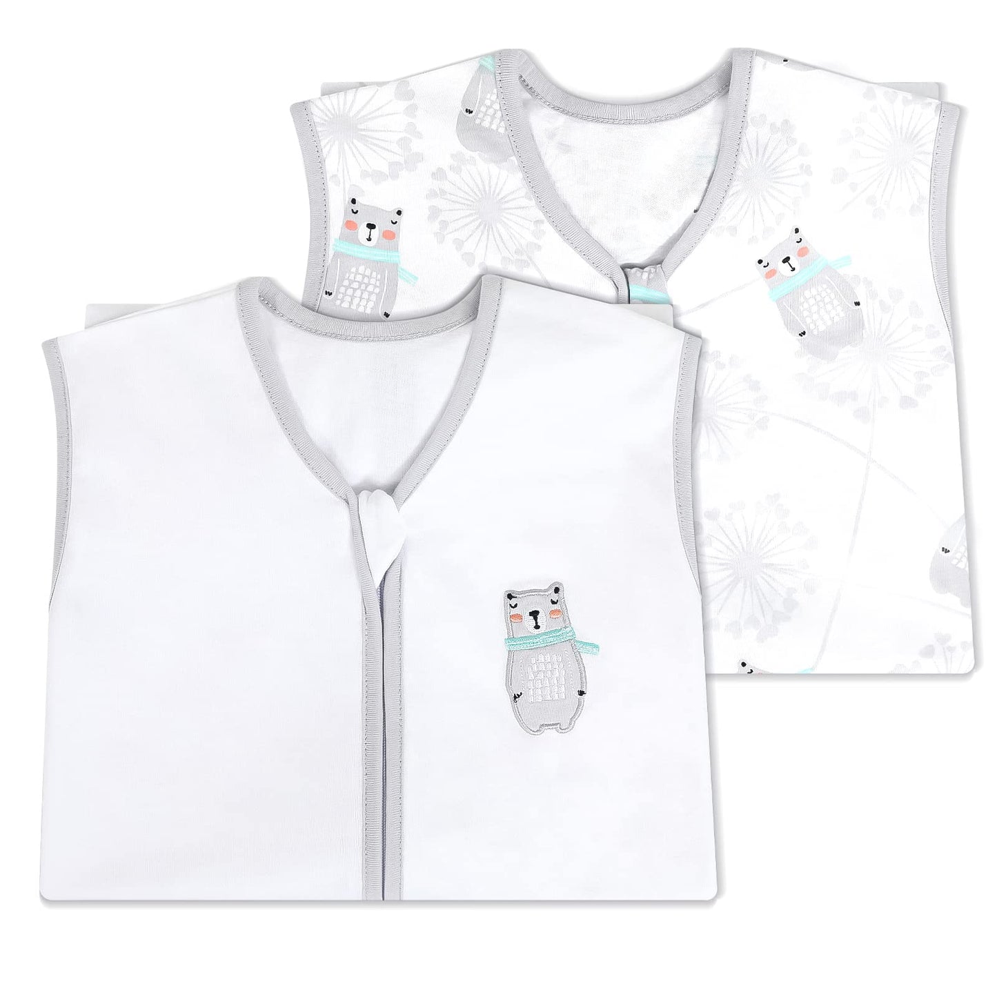 TILLYOU Sleep Sack 0-6 Months - 0.5 TOG Baby Wearable Blanket with 2-Way Zipper, Extra Soft Cotton Sleeveless Sleeping sack 2 Pa
