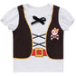 Auggle 3Pc Toddler Baby Girl Outfits Halloween Stripe Skirt Kid Pirate Short Sleeve With Head Scarf (Red, 2T)