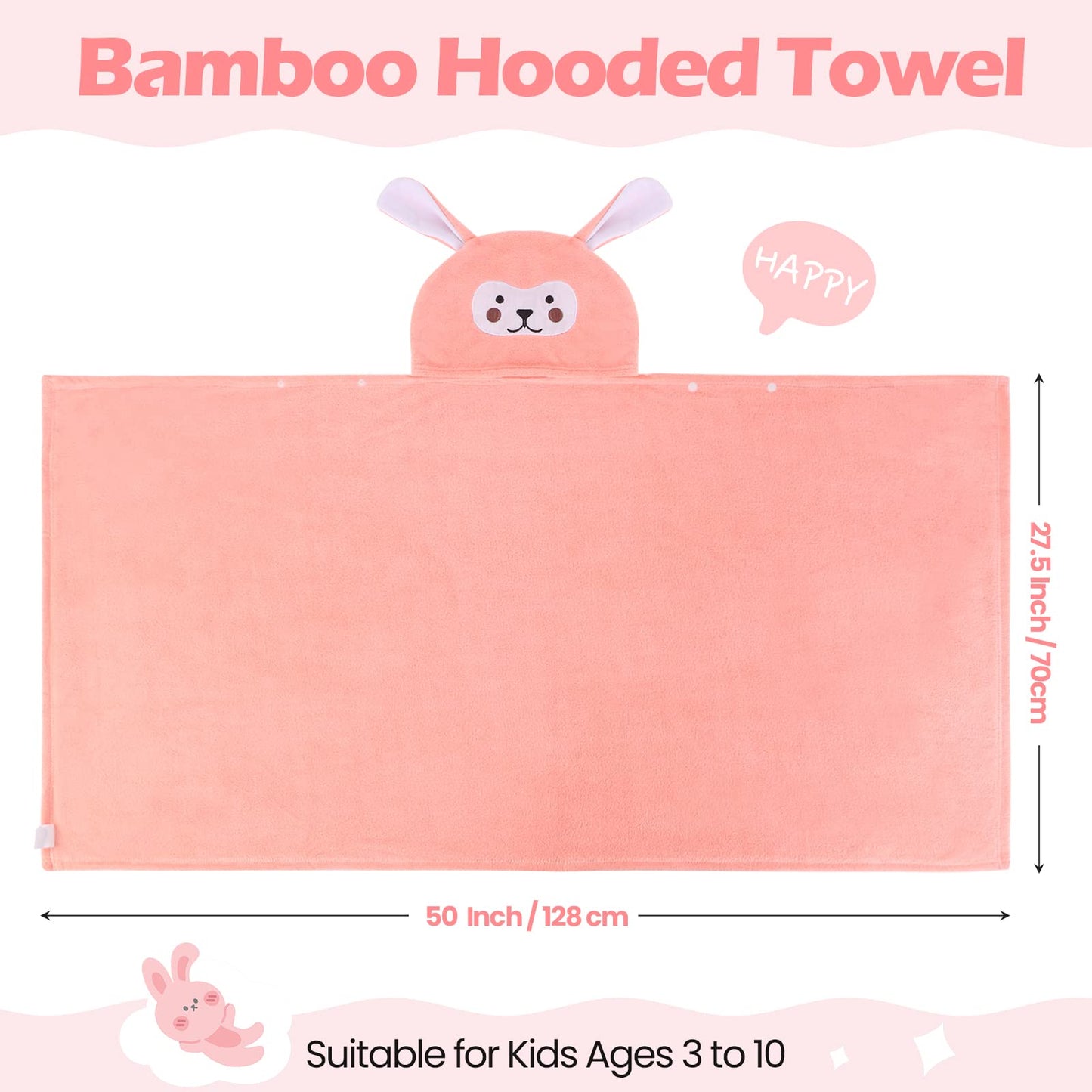 Moukeren 3 Pcs Hooded Towel For Kids 27.5 X 50 Inch Large Size Kids Bath Towel Kids Coral Fleece Soft Absorbent Blanket For Kid