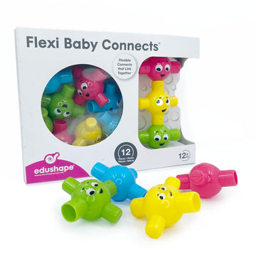 Edushape Flexi Baby Connects - Large Textured Solid Color Pop Beads for Toddlers 1-3, 2-4, 4-6 Years and Up - Snap Beads Connect